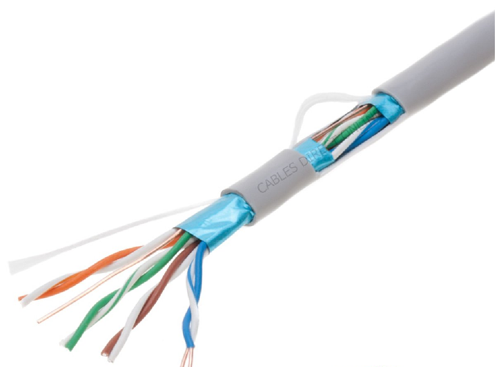 Network Cable ,FTP Cat 5e, 4 pairs,Shield,048mm 100% Cooper.Gray Ligth .Roll of 305mts/1000ft
