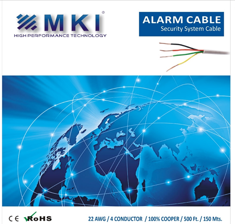 Alarm  Cable, 4 conductor, 22 awg / Solid cable,100 % Cooper White Pvc Box 150mts/500ft( green, yelow, red, black)