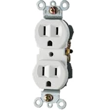 Tomacorriente Doble con tierra_ con Tapa Pvc_ color blanca (ELT-039)