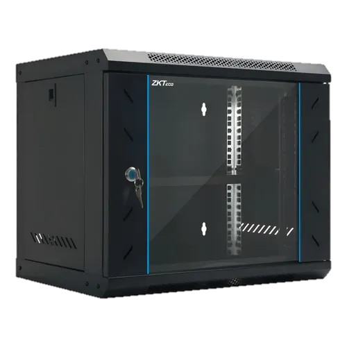 Black,Floor cabinet,12U, side door can be opened,Front tempered glass rear mesh door,Size: 600*450*650 (width*depth (ZK-R12U-6412S)